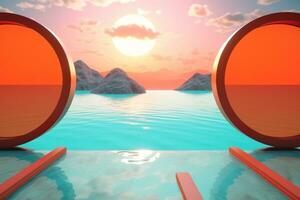 3D Render of a Futuristic Summer Beachscape generative AI photo