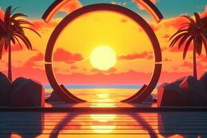 3D Render of a Futuristic Summer Beachscape generative AI photo