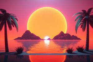3D Render of a Futuristic Summer Beachscape generative AI photo