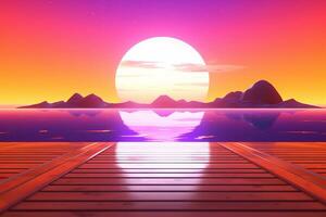 3D Render of a Futuristic Summer Beachscape generative AI photo