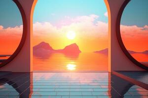 3D Render of a Futuristic Summer Beachscape generative AI photo