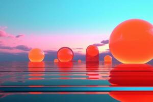 3D Render of a Futuristic Summer Beachscape generative AI photo