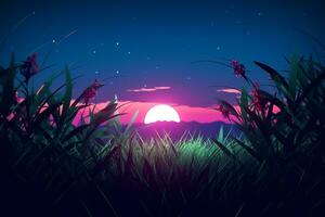 3D Render of a Glimmering Midnight Summer Background generative AI photo