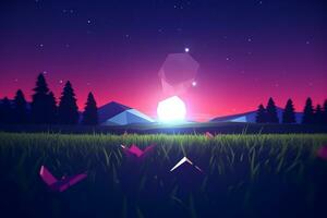 3D Render of a Glimmering Midnight Summer Background generative AI photo