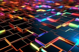 3D Render of a Glowing Cyber Texture Abstract Background generative AI photo