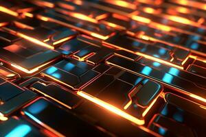 3D Render of a Glowing Cyber Texture Abstract Background generative AI photo