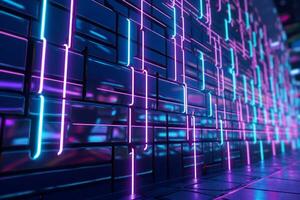 3D Render of a Glowing Cyber Texture Abstract Background generative AI photo