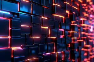 3D Render of a Glowing Cyber Texture Abstract Background generative AI photo