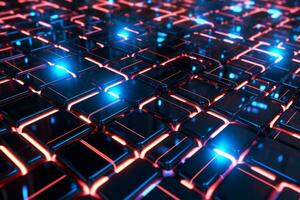 3D Render of a Glowing Cyber Texture Abstract Background generative AI photo