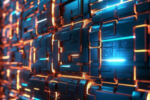 3D Render of a Glowing Cyber Texture Abstract Background generative AI photo