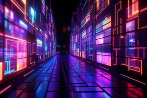 3D Render of a Glowing Cyber Texture Abstract Background generative AI photo