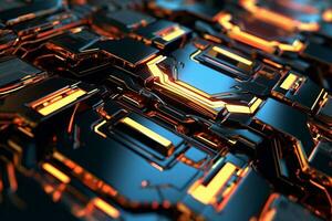 3D Render of a Glowing Cyber Texture Abstract Background generative AI photo