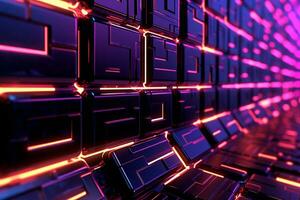 3D Render of a Glowing Cyber Texture Abstract Background generative AI photo