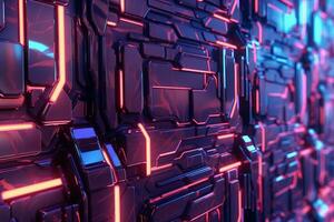 3D Render of a Glowing Cyber Texture Abstract Background generative AI photo