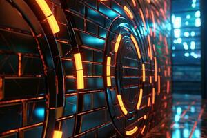 3D Render of a Glowing Cyber Texture Abstract Background generative AI photo