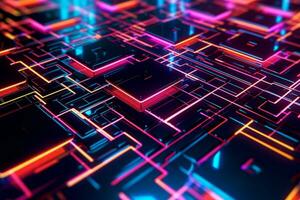 3D Render of a Glowing Cyber Texture Abstract Background generative AI photo
