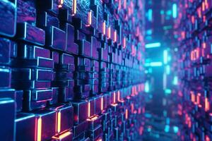 3D Render of a Glowing Cyber Texture Abstract Background generative AI photo