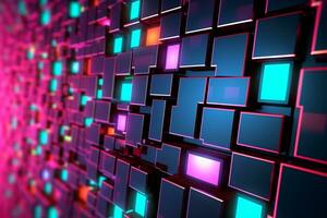 3D Render of a Glowing Cyber Texture Abstract Background generative AI photo