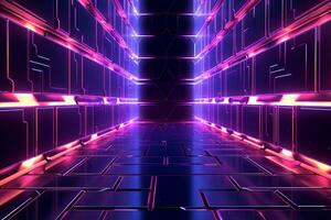 3D Render of a Glowing Cyber Texture Abstract Background generative AI photo