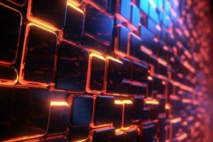3D Render of a Glowing Cyber Texture Abstract Background generative AI photo