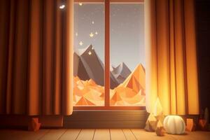 3D Render of a Magic Realism Themed Backdrop generative AI photo
