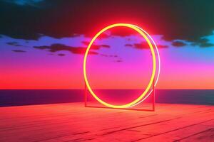 3D Render of a Neon Summer Landscape Background generative AI photo