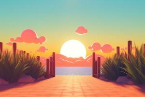 3D Render of a Retro Classic Summer Background generative AI photo