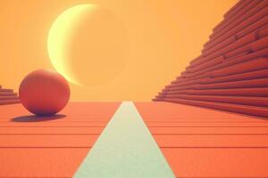 3D Render of a Retro Classic Summer Background generative AI photo