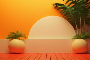 3D Render of a Retro Classic Summer Background generative AI photo