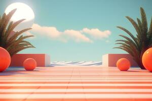 3D Render of a Retro Classic Summer Background generative AI photo