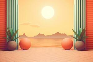 3D Render of a Retro Classic Summer Background generative AI photo