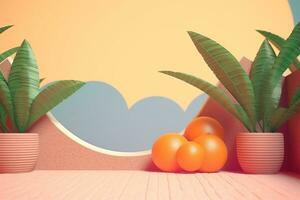 3D Render of a Retro Classic Summer Background generative AI photo