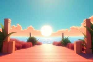 3D Render of a Retro Classic Summer Background generative AI photo