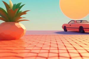 3D Render of a Retro Classic Summer Background generative AI photo