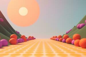 3D Render of a Retro Classic Summer Background generative AI photo