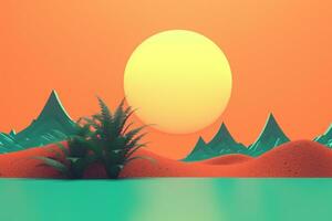 3D Render of a Retro Classic Summer Background generative AI photo