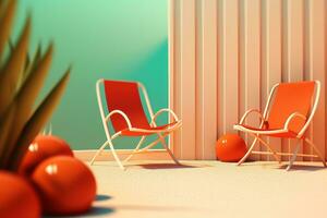 3D Render of a Retro Classic Summer Background generative AI photo