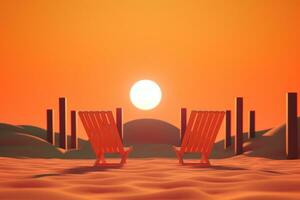 3D Render of a Retro Classic Summer Background generative AI photo