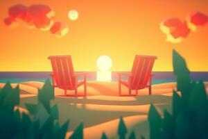 3D Render of a Retro Classic Summer Background generative AI photo