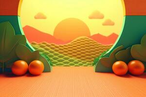 3D Render of a Retro Classic Summer Background generative AI photo