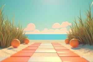 3D Render of a Retro Classic Summer Background generative AI photo