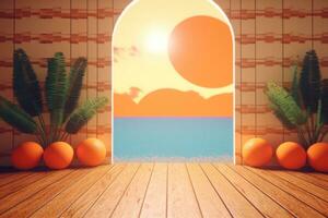 3D Render of a Retro Classic Summer Background generative AI photo