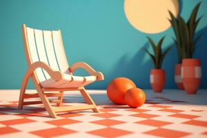 3D Render of a Retro Classic Summer Background generative AI photo