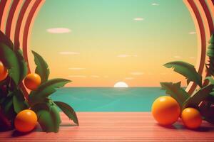 3D Render of a Retro Classic Summer Background generative AI photo