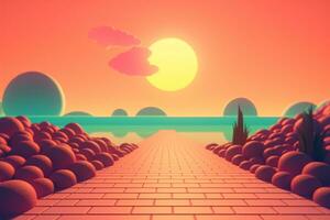 3D Render of a Retro Classic Summer Background generative AI photo