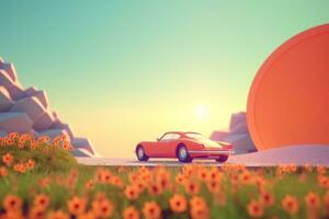 3D Render of a Retro Classic Summer Background generative AI photo