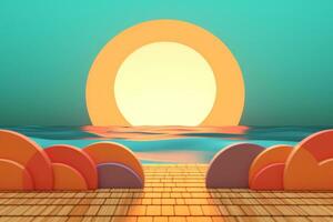 3D Render of a Retro Classic Summer Background generative AI photo