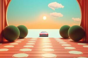 3D Render of a Retro Classic Summer Background generative AI photo