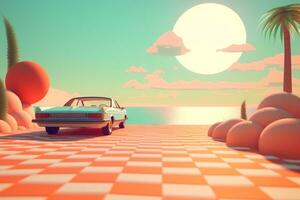 3D Render of a Retro Classic Summer Background generative AI photo