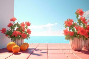 3D Render of a Retro Classic Summer Background generative AI photo